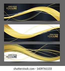 Abstract banner gold web header waves vector in gold colors. Abstract swoosh texture. 