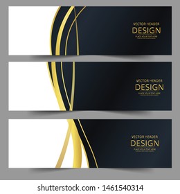 Abstract banner gold web header waves vector in gold colors. Abstract swoosh texture. 