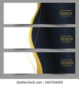 Abstract banner gold web header waves vector in gold colors. Abstract swoosh texture. 