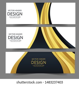 Abstract banner gold web header waves vector in gold colors. Abstract swoosh texture. 