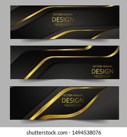Abstract banner gold web header waves vector in gold colors. Abstract swoosh texture. 