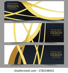 Abstract banner gold web header waves vector in gold colors. Abstract swoosh texture. 
