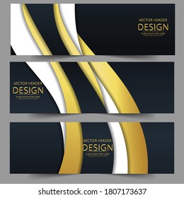 Resumen banner dorado vectores de ondas de cabecera web en colores dorados. Resumen de textura de cisne. 