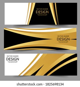 Resumen banner dorado vectores de ondas de cabecera web en colores dorados. Resumen de textura de cisne. 
