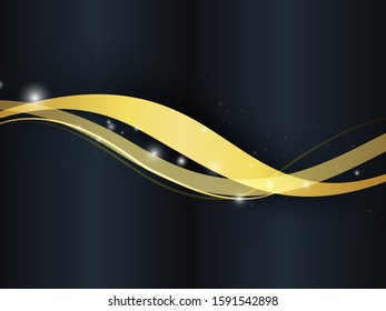Abstract banner gold web banner waves vector in gold colors. Abstract swoosh texture. 