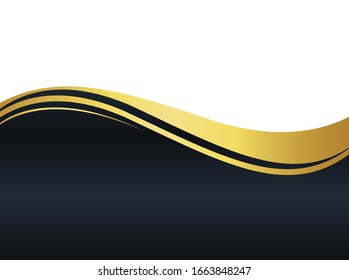 Abstract Banner Gold Web Banner Waves Vector In Gold Colors. Abstract Swoosh Texture. 