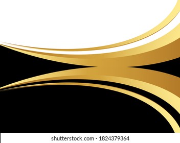 Abstract Banner Gold Web Banner Waves Vector In Gold Colors. Abstract Swoosh Texture. 