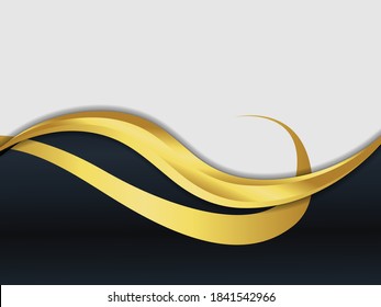 Pancarta abstracta de banner oro telaraña ondas vectoriales en colores dorados. Resumen de textura de cisne. 