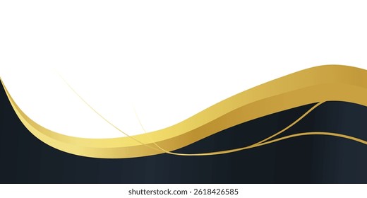 Abstract banner gold web banner waves vector in gold colors. Abstract swoosh texture.