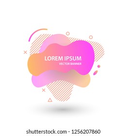 Abstract banner gradient color style.  Fluid geometric frame modern shapes. Vector flat design for business cards, invitations, flyers, brochures. Template ready for use in web or print design.