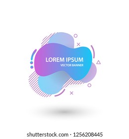 Abstract banner gradient color style.  Fluid geometric frame modern shapes. Vector flat design for business cards, invitations, flyers, brochures. Template ready for use in web or print design.