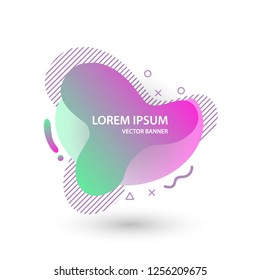Abstract banner gradient color style.  Fluid geometric frame modern shapes. Vector flat design for business cards, invitations, flyers, brochures. Template ready for use in web or print design.