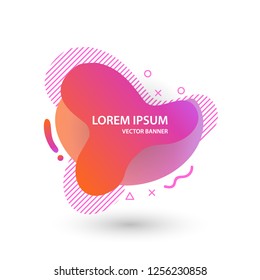 Abstract banner gradient color style.  Fluid geometric frame modern shapes. Vector flat design for business cards, invitations, flyers, brochures. Template ready for use in web or print design.