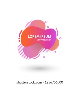 Abstract banner gradient color style.  Fluid geometric frame modern shapes. Vector flat design for business cards, invitations, flyers, brochures. Template ready for use in web or print design.