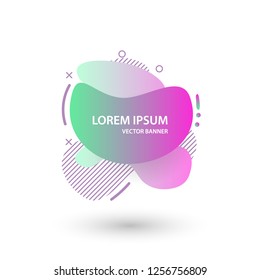 Abstract banner gradient color style.  Fluid geometric frame modern shapes. Vector flat design for business cards, invitations, flyers, brochures. Template ready for use in web or print design.