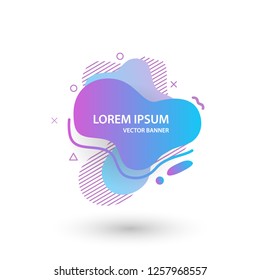 Abstract banner gradient color style.  Fluid geometric frame modern shapes. Vector flat design for business cards, invitations, flyers, brochures. Template ready for use in web or print design.