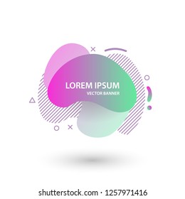 Abstract banner gradient color style.  Fluid geometric frame modern shapes. Vector flat design for business cards, invitations, flyers, brochures. Template ready for use in web or print design.