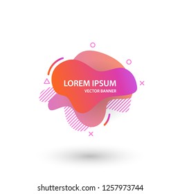 Abstract banner gradient color style.  Fluid geometric frame modern shapes. Vector flat design for business cards, invitations, flyers, brochures. Template ready for use in web or print design.