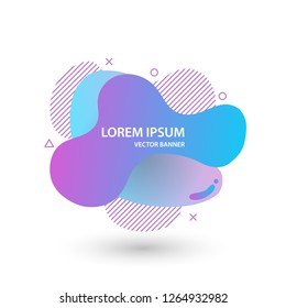 Abstract banner gradient color style.  Fluid geometric frame modern shapes. Vector flat design for business cards, invitations, flyers, brochures. Template ready for use in web or print design.