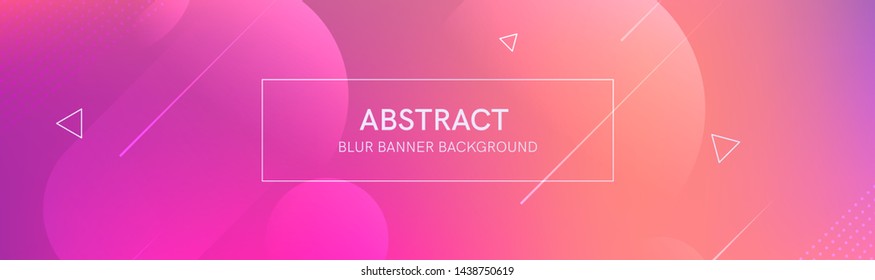 Abstract banner with gradient shapes and blur background with light neon color. Dynamic shape composition. Vector template design