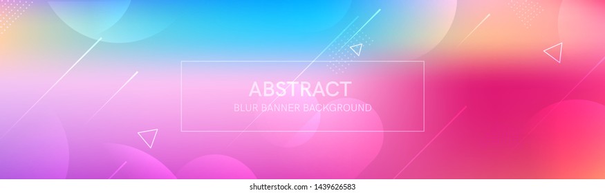 Abstract banner with gradient shapes and blur background with light neon color. Dynamic shape composition. Vector template design