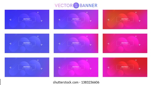 Abstract banner with gradient shapes set and blur background with neon color. Vector template design 