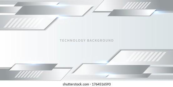 Abstract banner gray and white geometric design. Technology concept. You can use for ad, poster, template, business presentation. Vector illustration