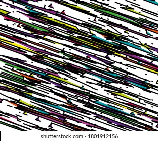 Abstract banner with hatching. Chaotic multi-colored lines. Grunge urban style, digital graffiti. Minimalistic style. Vector illustration