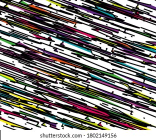 Abstract banner with hatching. Chaotic multi-colored lines. Grunge urban style, digital graffiti. Minimalistic style. Vector illustration