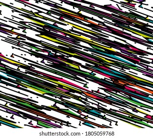 Abstract banner with hatching. Chaotic multi-colored lines. Grunge urban style, digital graffiti. Minimalistic style. Vector illustration