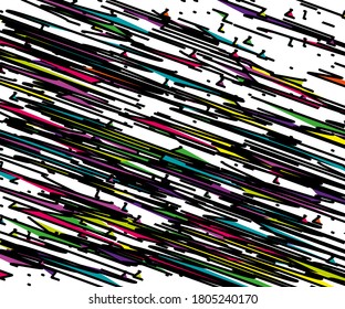 Abstract banner with hatching. Chaotic multi-colored lines. Grunge urban style, digital graffiti. Minimalistic style. Vector illustration