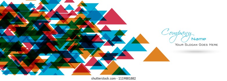 Abstract banner or header with color full triangle effects vector background.