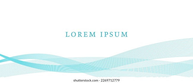 Abstract banner and header design with an image of overlapping waves of thin lines. Vector illustration.