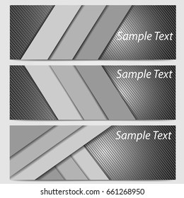 abstract banner header fiber carbon in grey vector illustration