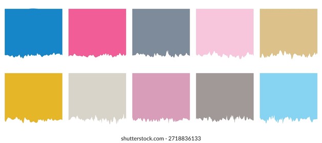 Cabeçalho e separador de banner abstrato. Molduras de rabiscos desenhadas à mão definidas com textura de grão. Uma variedade vibrante de rótulos e quadros em branco.