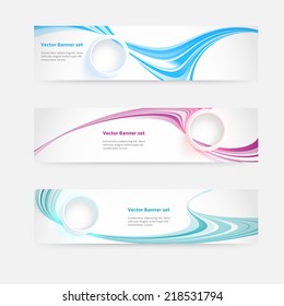 Abstract banner or header set with lines and 3d circles