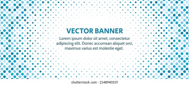 Pancarta abstracta, plantilla de cabecera con un patrón de medio tono. Puntos, círculos de fondo vectorial. 