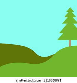 Abstract banner of hills made of pine in dark green tones.
