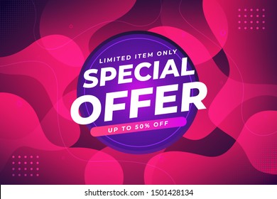 Abstract banner liquid shapes extra sales gradient background
