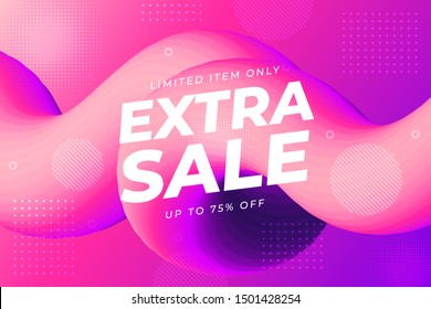 Abstract banner liquid shapes extra sales gradient background