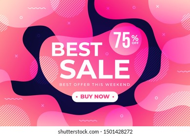 Abstract banner liquid shapes extra sales gradient background