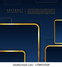 Abstract banner luxury gold metallic design square curve style. vector illustration.