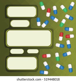 Abstract banner with medical capsules. Vector illustration