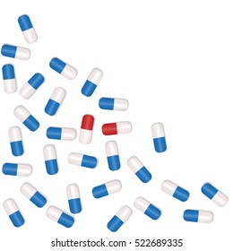 Abstract banner with medical capsules. Vector illustration