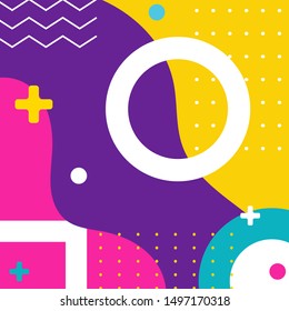 Abstract banner with Memphis style design retro and vintage