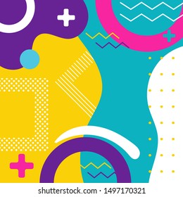 Abstract banner with Memphis style design retro and vintage