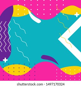Abstract banner with Memphis style design retro and vintage
