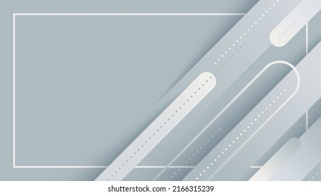 Abstract banner minimal design white and grey geometric rounded diagonal lines stripes paper cut style on gray background. Vector illustration