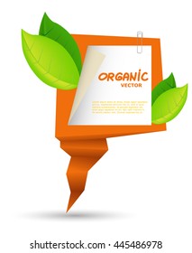 Abstract Banner Natural scope of environmental protection. The information panel orange with green leaves.