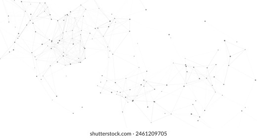 Abstract banner with a network communications design with connecting lines and dots 
